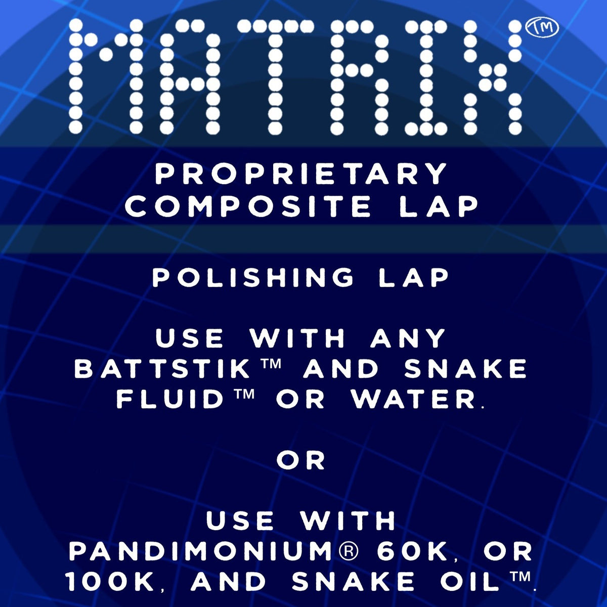 MATRIX™ composite faceting lap product label and polishing instructions