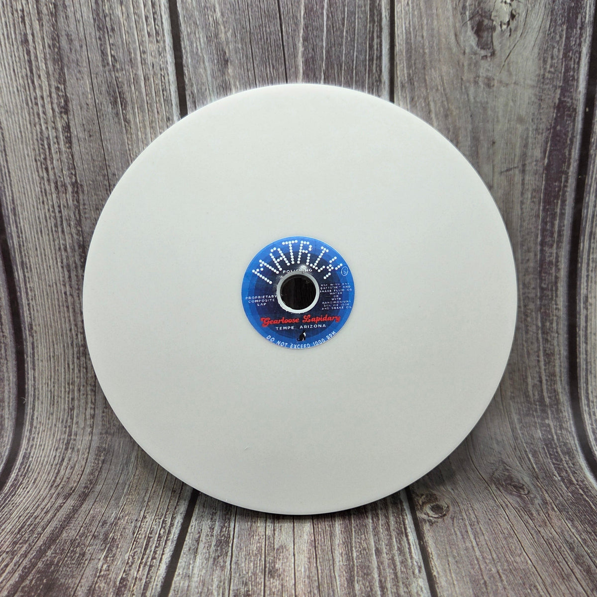 White MATRIX™ ceramic-composite faceting lap viewed from above