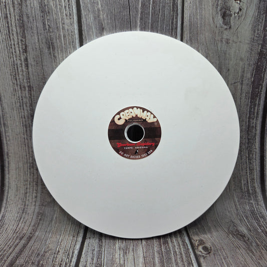 White CREAMWAY™ zirconium-oxide composite faceting lap viewed from above