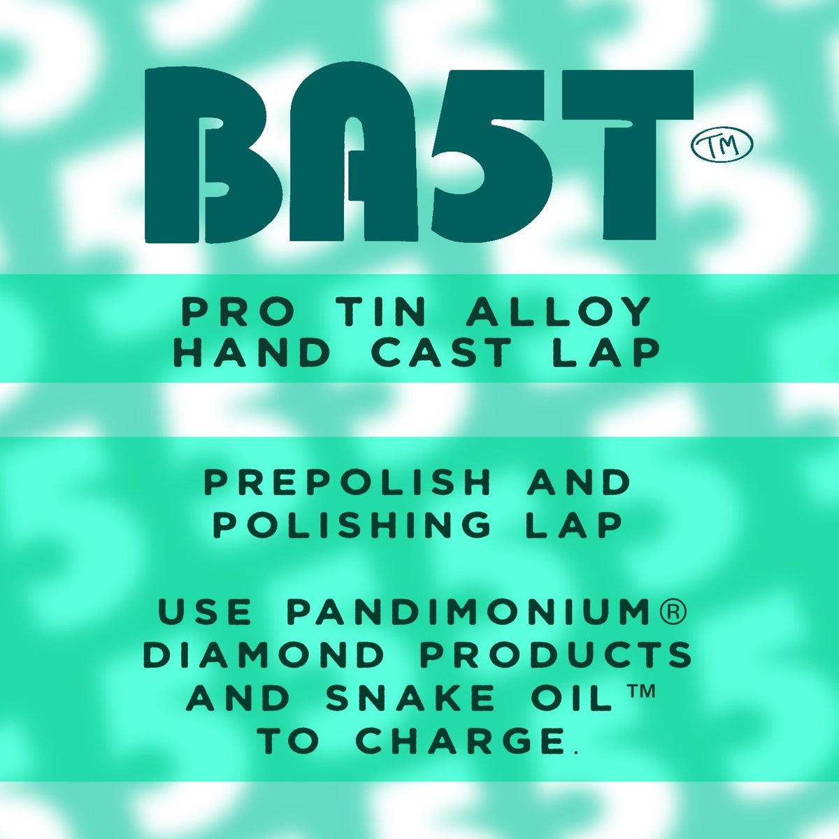 BA5T™ professional tin-alloy faceting lap product label