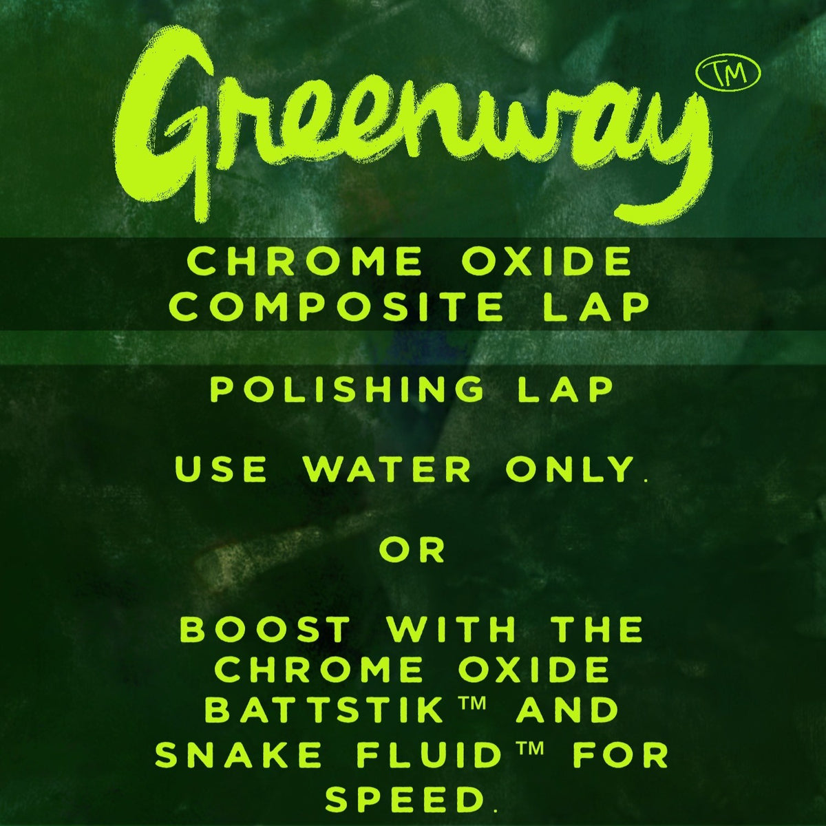GREENWAY™ chromium-oxide composite faceting lap product label